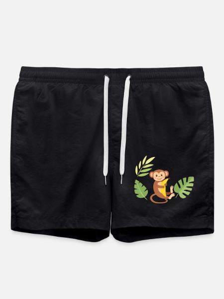 Monkey with banana - Swim Trunks - black