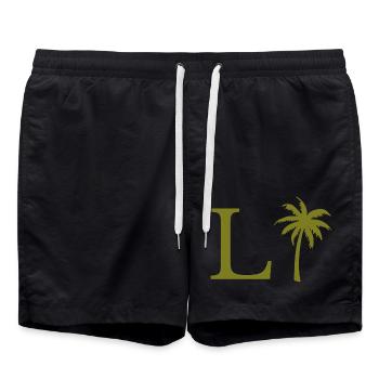 Lettre l vert Palm - Short de bain - noir - Devant - AI Model Male 185 light (185cm)