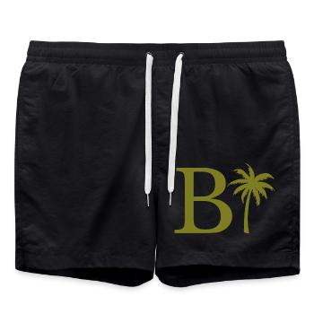 Lettre b vert Palm - Short de bain - noir - Devant - AI Model Male 185 light (185cm)