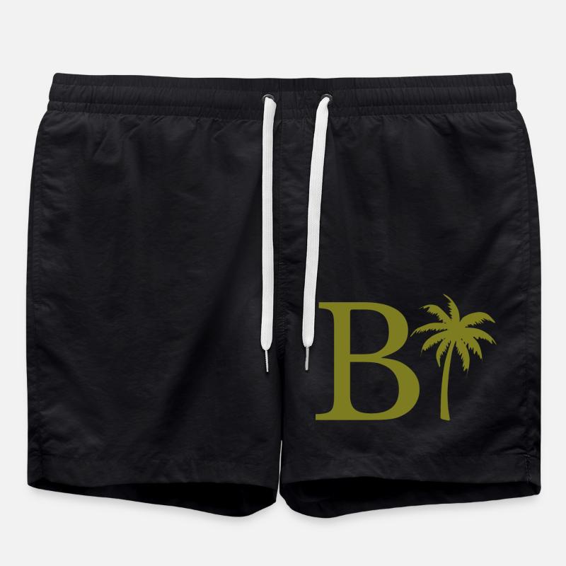 Lettre b vert Palm - Short de bain - noir