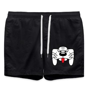 Visage de chien Drôle Mignon Langue Sortant Tête - Short de bain - noir - Devant - AI Model Male 185 light (185cm)