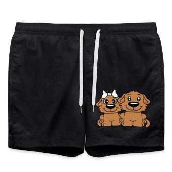 2 Hunde Team Zwei Freunde Liebe Pärchen Verliebt - Badeshorts - Schwarz - Vorne - AI Model Male 185 light (185cm)