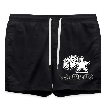 Éponge et étoile de mer - Best Friends Design - Short de bain - noir - Devant - AI Model Male 185 light (185cm)
