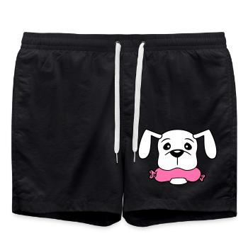 Hund Wurst Maul Hunger Essen Frisst Würstchen Süß - Badeshorts - Schwarz - Vorne - AI Model Male 185 light (185cm)
