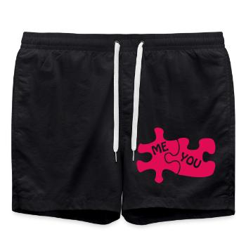 Puzzle Love - Swim Trunks - black - Front - AI Model Male 185 light (185cm)