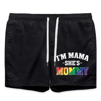 Lesbian Mom Gay Pride I'm Mama She's Mommy LGBT - Swim Trunks - black - Front - AI Model Male 185 light (185cm)