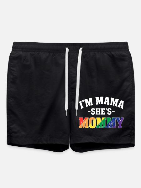 Lesbian Mom Gay Pride I'm Mama She's Mommy LGBT - Swim Trunks - black