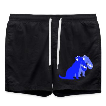 2 Hunde DJ Musik Club Disko Schallplatte Team Crew - Badeshorts - Schwarz - Vorne - AI Model Male 185 light (185cm)