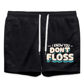 I Know You Don't Floss 14 - Badeshorts - Schwarz - Vorne - AI Model Male 185 light (185cm)