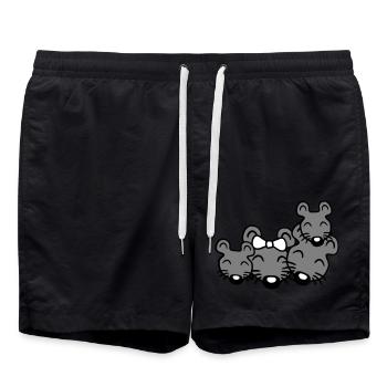 4 Mäuse Familie Zwei Kinder Mama Papa Eltern Süß - Badeshorts - Schwarz - Vorne - AI Model Male 185 light (185cm)