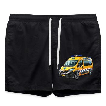 Ambulance modern - Swim Trunks - black - Front - AI Model Male 185 light (185cm)