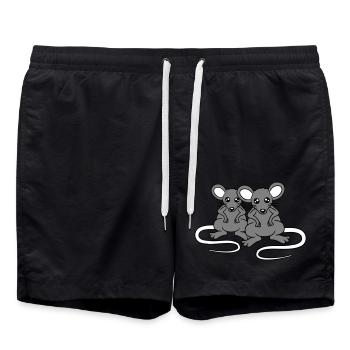 Deux souris méchantes En colère Frustré Aigre Agressif - Short de bain - noir - Devant - AI Model Male 185 light (185cm)