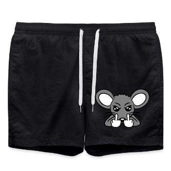 Maus Böse Wütend Frustriert Aggressiv Mittelfinger - Badeshorts - Schwarz - Vorne - AI Model Male 185 light (185cm)