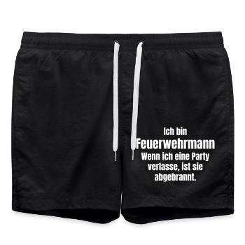 Feuerwehrmann - Badeshorts - Schwarz - Vorne - AI Model Male 185 light (185cm)