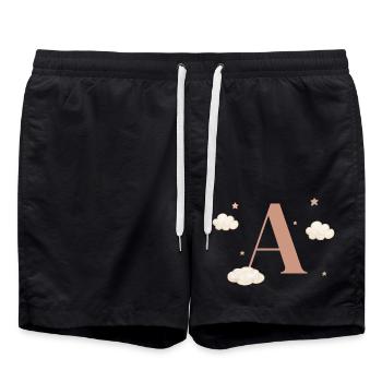 Buchstabe an Sternenwolken - Badeshorts - Schwarz - Vorne - AI Model Male 185 light (185cm)