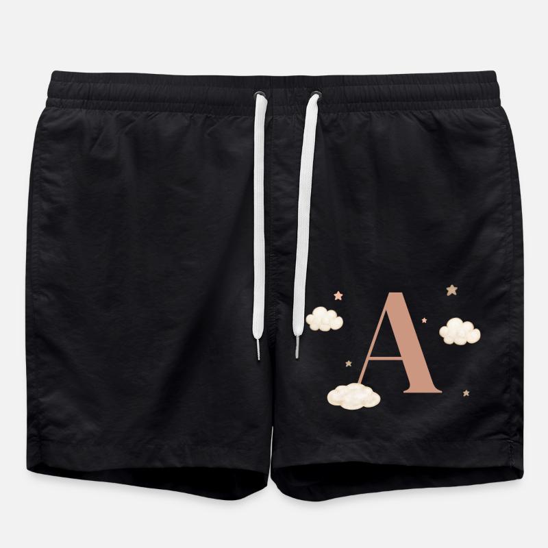 Buchstabe an Sternenwolken - Badeshorts - Schwarz