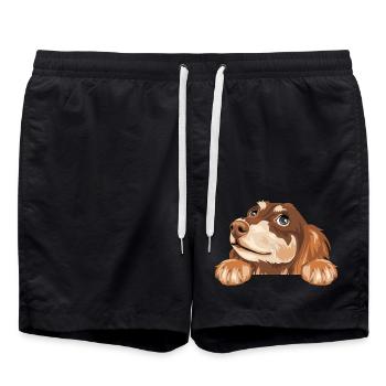 Teckel rêveur - Short de bain - noir - Devant - AI Model Male 185 light (185cm)