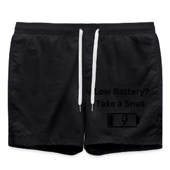 Low Battery Just Add Snus - Badeshorts - Schwarz - Vorne - AI Model Male 185 light (185cm)