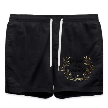 Témoin de la mariée couronne doré - Short de bain - noir - Devant - AI Model Male 185 light (185cm)