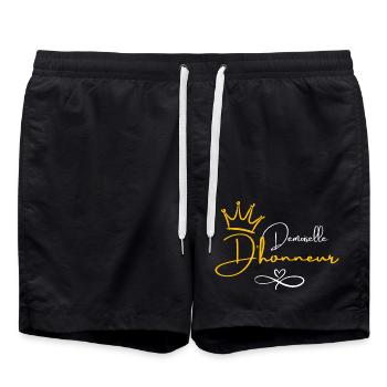 Brautjungfernkrone - Brautgeschenk - Badeshorts - Schwarz - Vorne - AI Model Male 185 light (185cm)