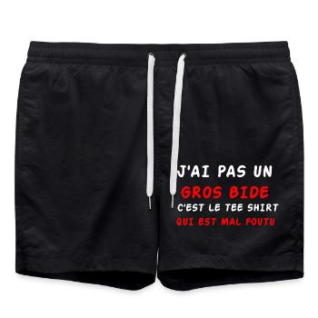 J'ai pas un gros bide - Short de bain - noir - Devant - AI Model Male 185 light (185cm)