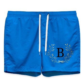 Letter b Gold Floral Crown - Swim Trunks - cobalt blue - Front