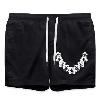 blumen kette - Badeshorts - Schwarz - Vorne - AI Model Male 185 light (185cm)