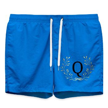Lettre q couronne Floral doré - Short de bain - cobalt blue - Devant