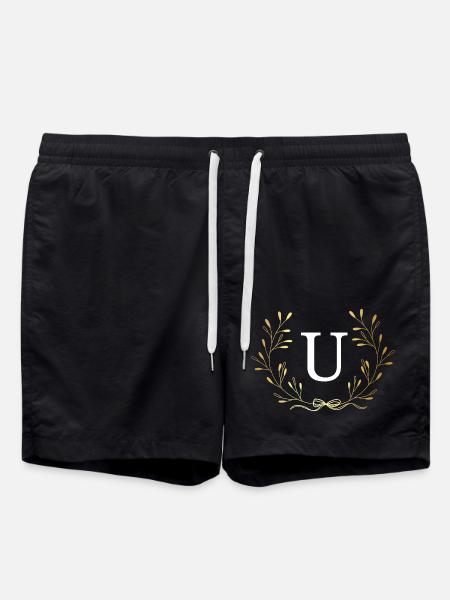 Buchstabe U Goldene Blumenkrone - Badeshorts - Schwarz