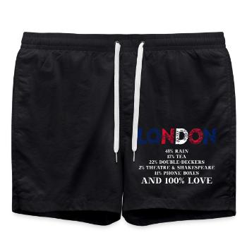 London Funny Gift Idea UK England - Swim Trunks - black - Front - AI Model Male 185 light (185cm)