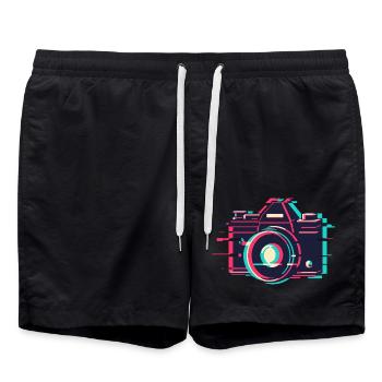 VHS Störung Kamera - Retro Digital Fotografie - Badeshorts - Schwarz - Vorne - AI Model Male 185 light (185cm)