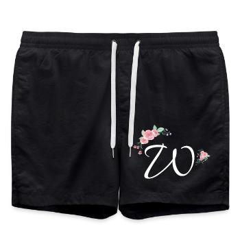 Buchstabe w Blumen - Badeshorts - Schwarz - Vorne - AI Model Male 185 light (185cm)
