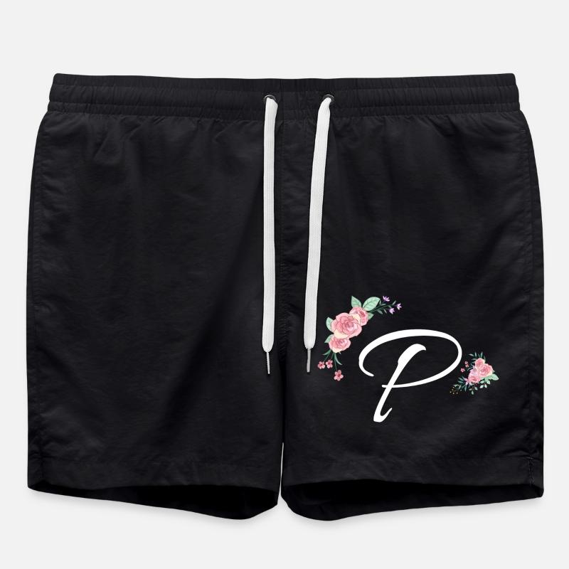 Buchstabe p Blumen - Badeshorts - Schwarz