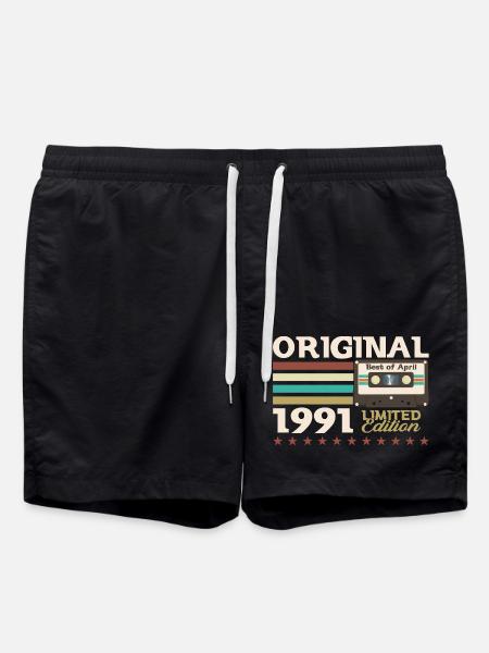 34. Geburtstag Kassette Geschenk Mann April 1991 - Badeshorts - Schwarz