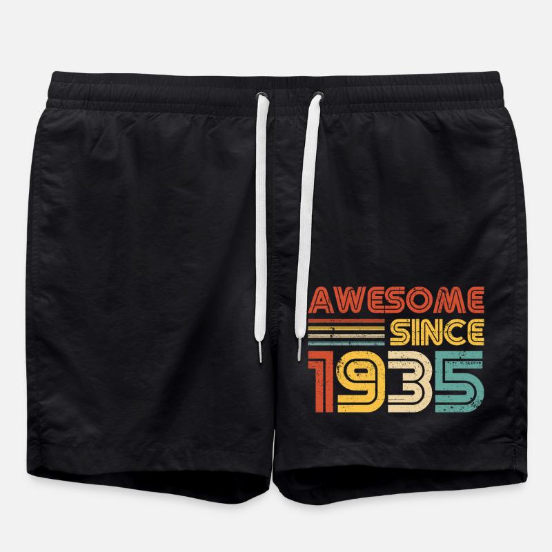 Awesome Since 1935" - Vintage Geburtstag Jahr Retro - Badeshorts - Schwarz