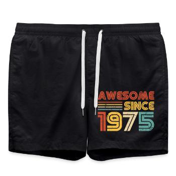 Awesome Since 1975" – Vintage Retro 50th Birthday - Swim Trunks - black - Front - AI Model Male 185 light (185cm)