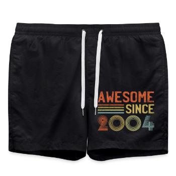 Génial depuis 2004" - Rétro Vintage 21e anniversaire - Short de bain - noir - Devant - AI Model Male 185 light (185cm)