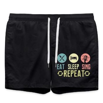 Eat Sleep Sing Repeat Singer Singing - Badeshorts - Schwarz - Vorne - AI Model Male 185 light (185cm)