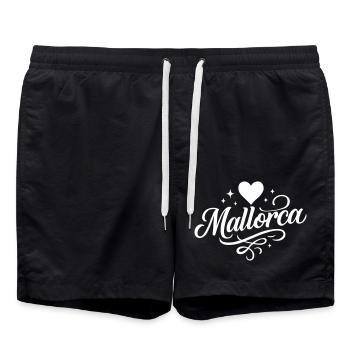 Mallorca Herz - Badeshorts - Schwarz - Vorne - AI Model Male 185 light (185cm)