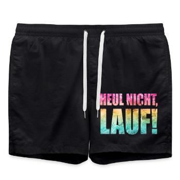 Ne pleurez pas, courez ! - Course à pied, jogging, sport, course à pied - Short de bain - noir - Devant - AI Model Male 185 light (185cm)