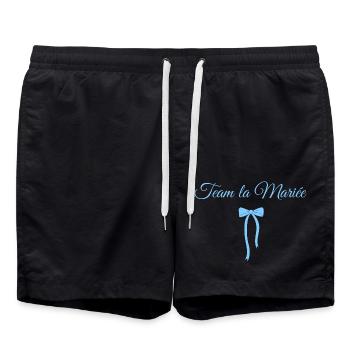 Team Die Braut Blaue Schleife - Badeshorts - Schwarz - Vorne - AI Model Male 185 light (185cm)