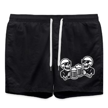 Bier Saufen Skelett Crew - Badeshorts - Schwarz - Vorne - AI Model Male 185 light (185cm)