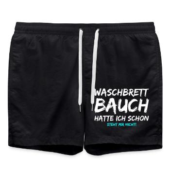 Waschbrettbauch Hatte Ich Schon Steht Mir Nicht - Badeshorts - Schwarz - Vorne - AI Model Male 185 light (185cm)