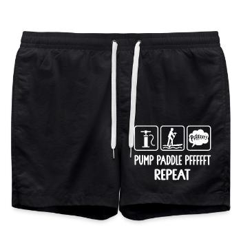 Stand Up Paddling, Stand Up Paddle, SUP Paddler, - Badeshorts - Schwarz - Vorne - AI Model Male 185 light (185cm)