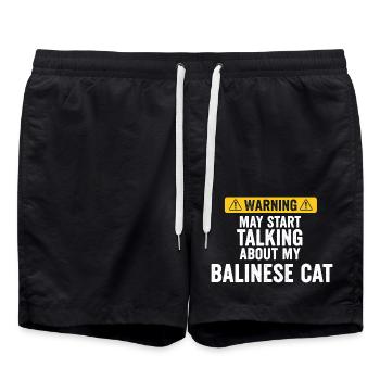 Talk about the Balinese cat - Swim Trunks - black - Front - AI Model Male 185 light (185cm)