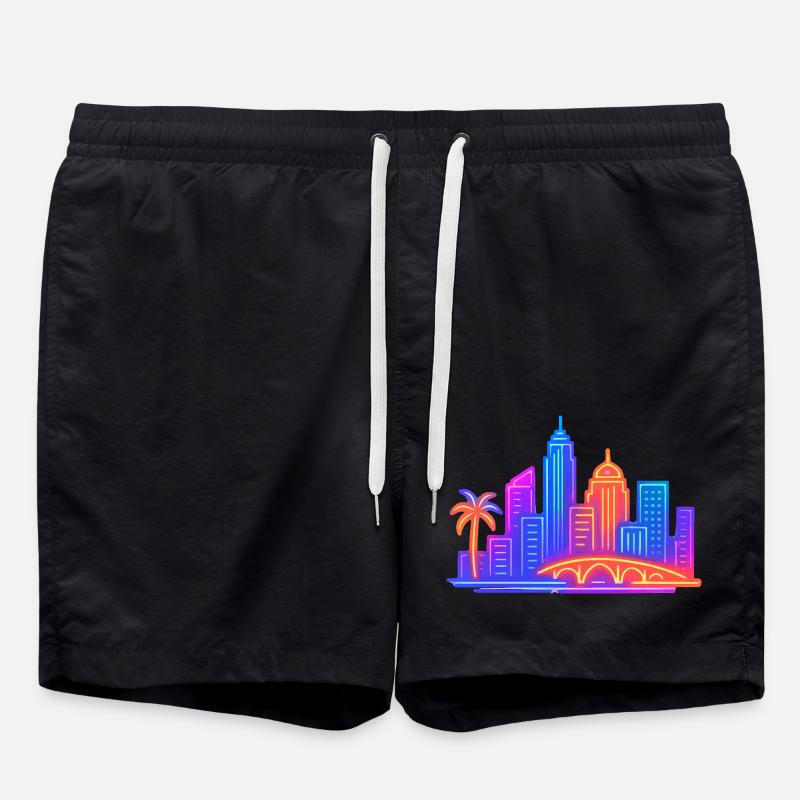 Skyline City City - Swim Trunks - black