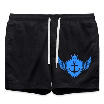 Armoiries de l’ancre - Short de bain - noir - Devant - AI Model Male 185 light (185cm)