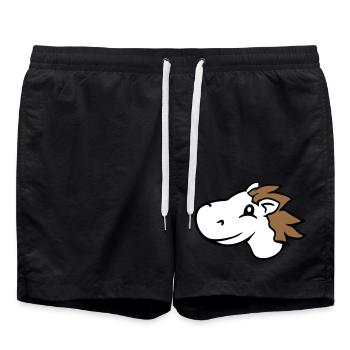 cheval mignon poney poulain équitation rapide comique cavalier - Short de bain - noir - Devant - AI Model Male 185 light (185cm)