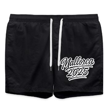 Mallorca 2025 - Badeshorts - Schwarz - Vorne - AI Model Male 185 light (185cm)