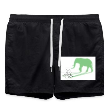 Sur un moustique faire un dessin d'éléphant - Short de bain - noir - Devant - AI Model Male 185 light (185cm)
